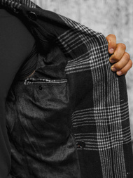 Płaszcz męski w kratę czarny OZONEE JS/JP1193Z