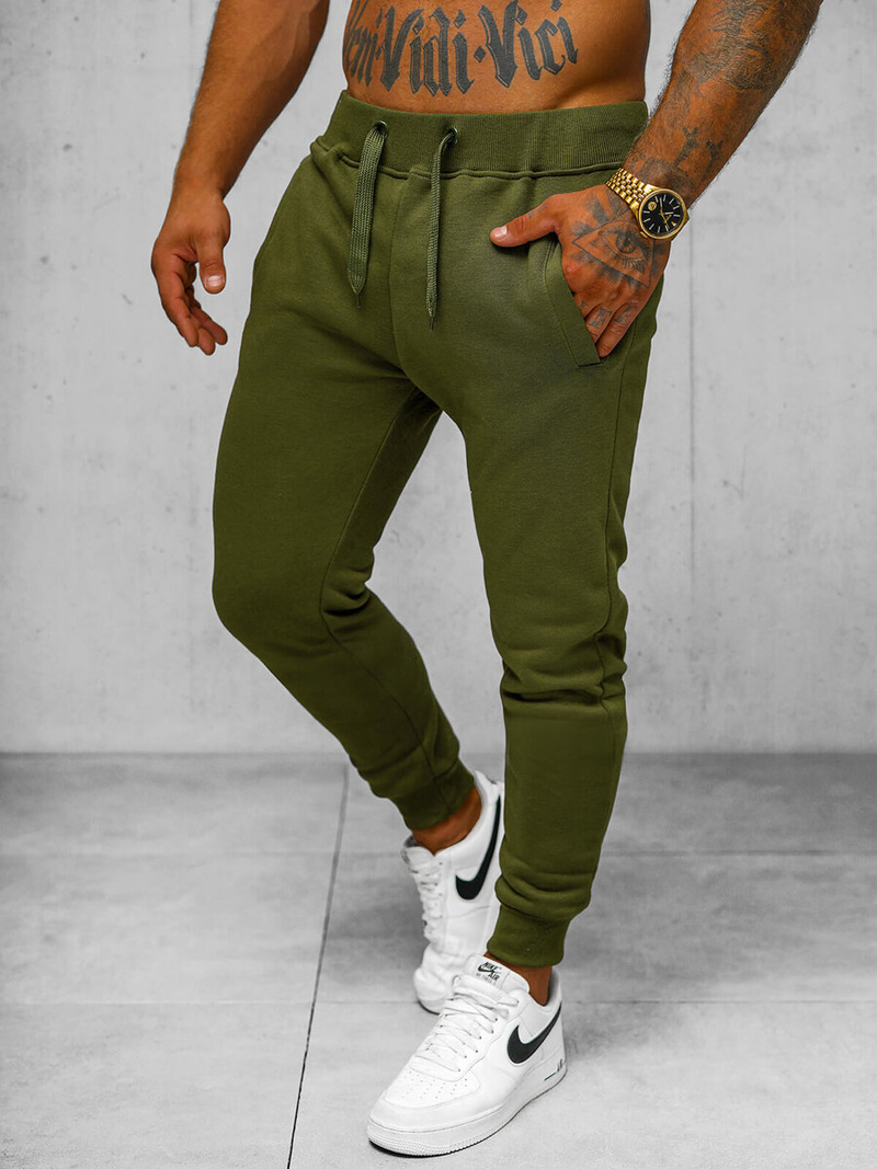 Spodnie dresowe męskie khaki OZONEE JS/XW01Z