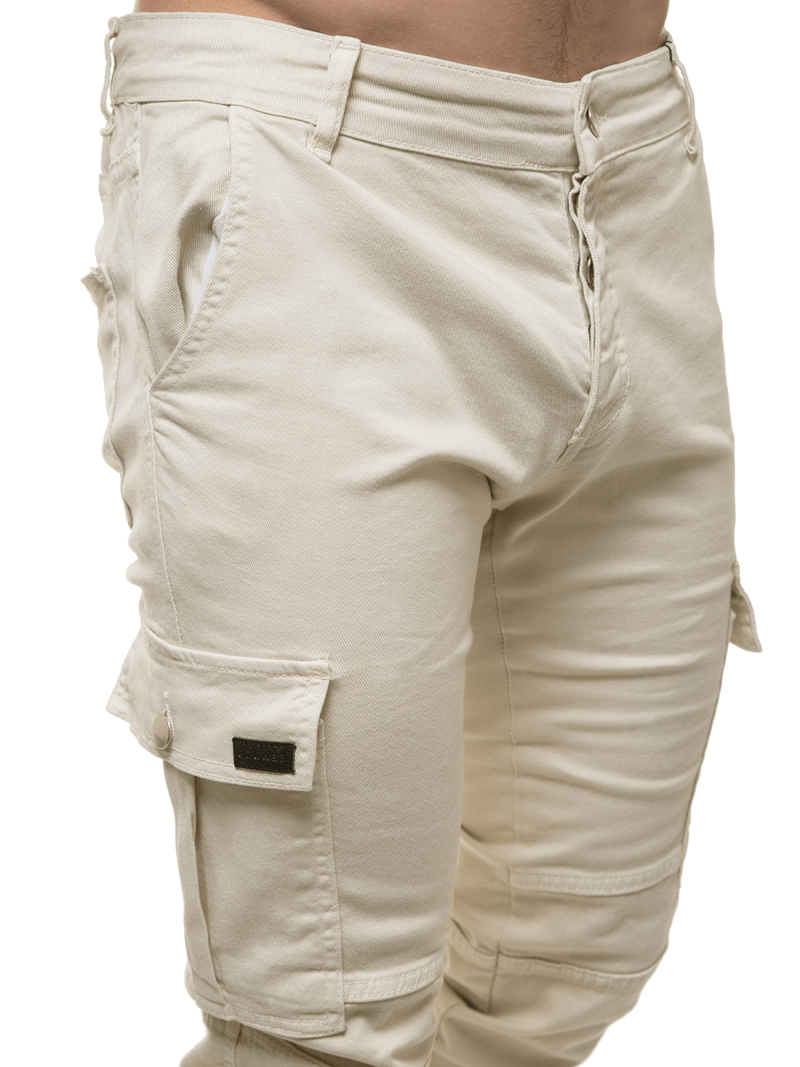 Spodnie męskie chino joggery beżowe OZONEE G/2039