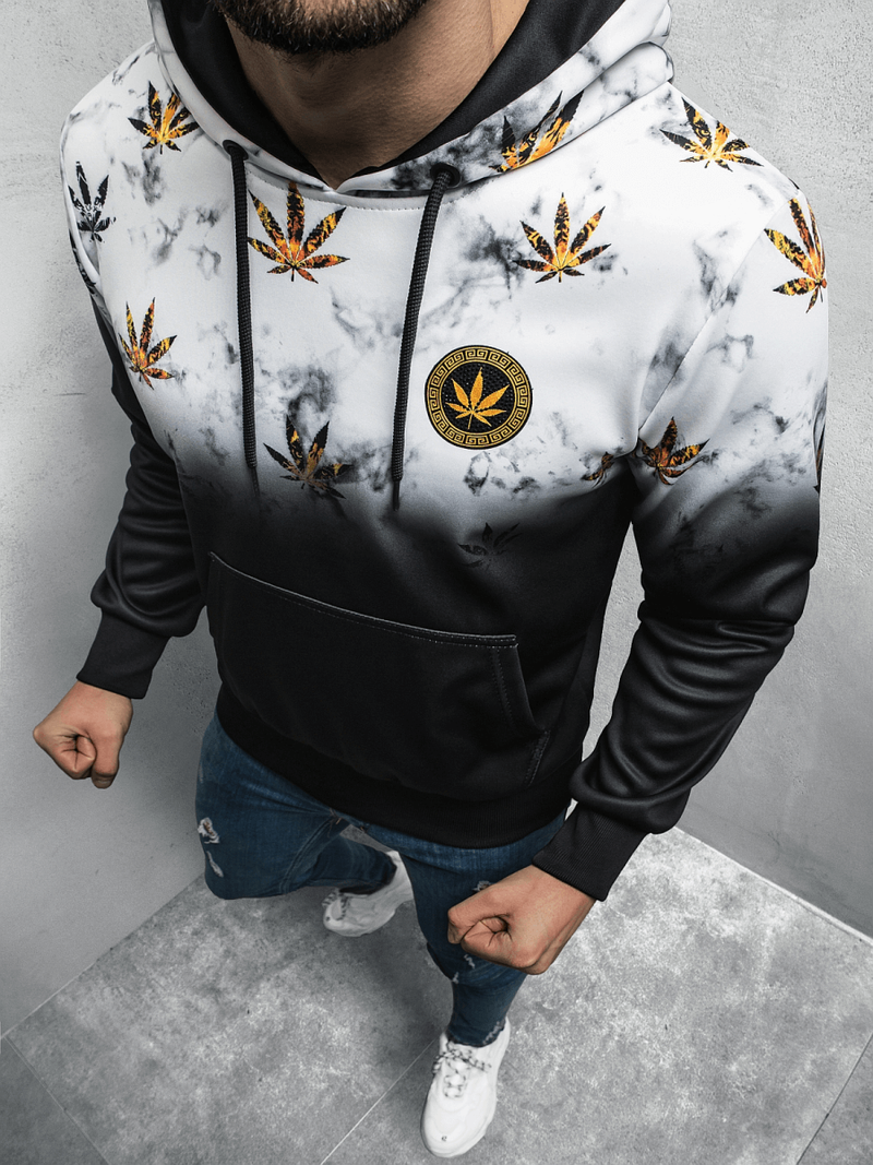 Bluza z kapturem męska biało-czarna OZONEE O/HM529