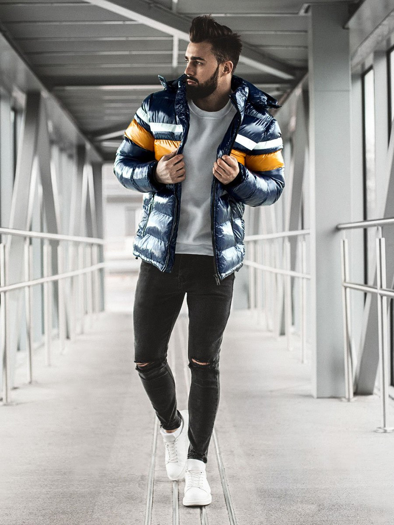 Kurtka zimowa męska pikowana granatowa OZONEE N/6463