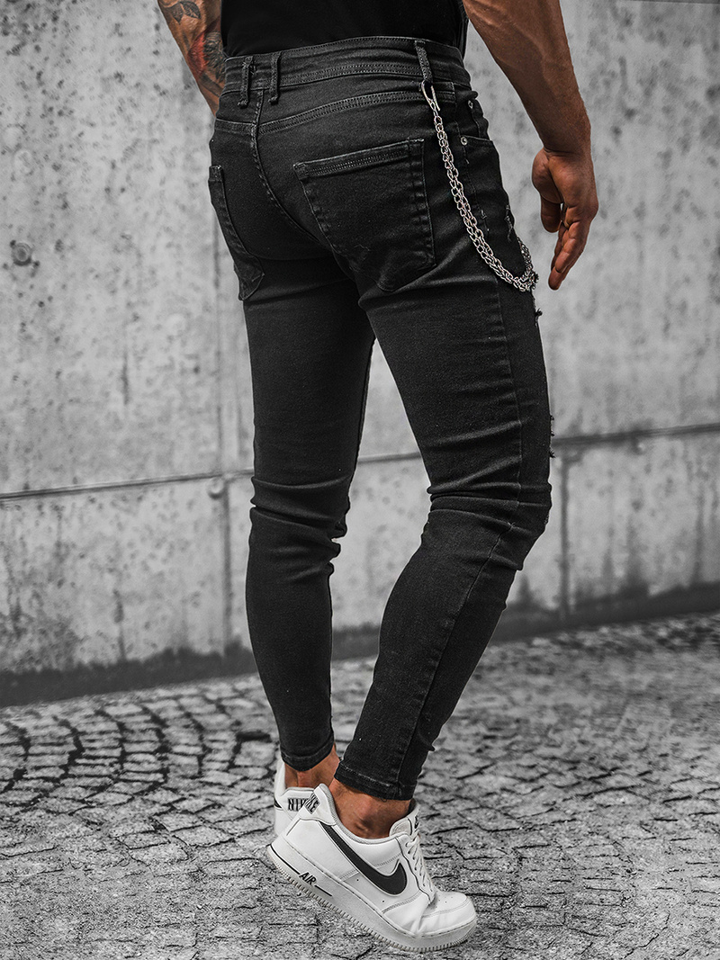 Spodnie jeansowe męskie czarne OZONEE E/5389/02