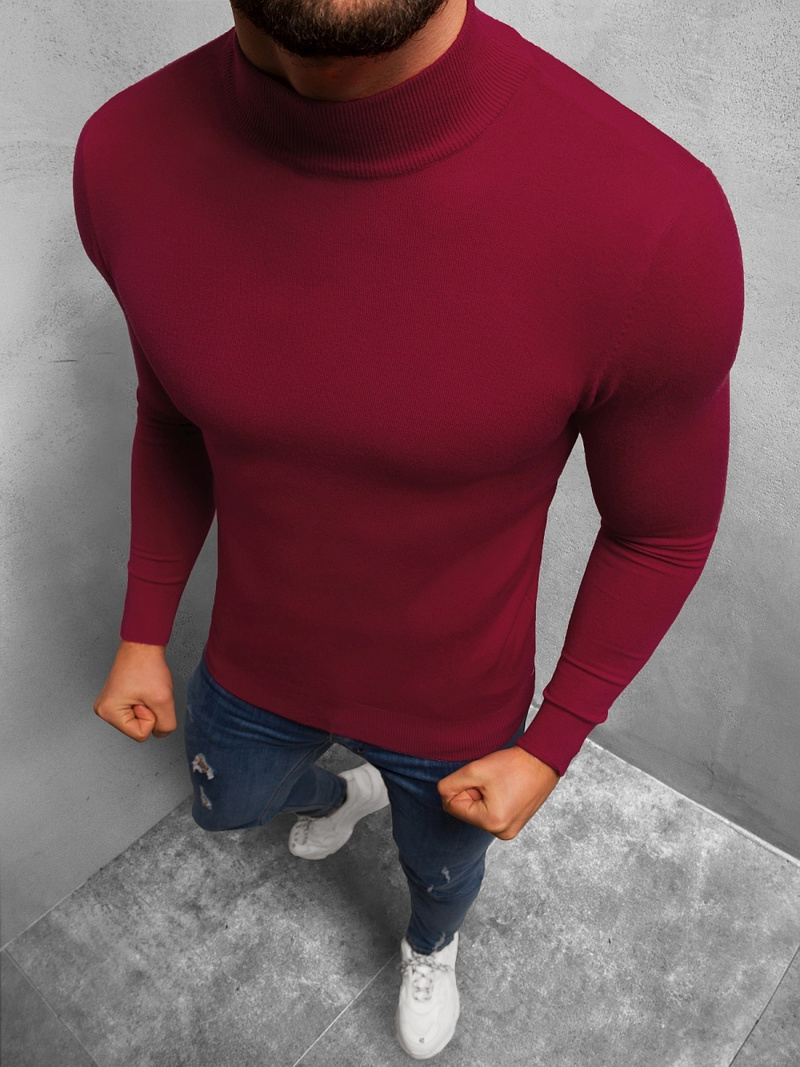 Sweter męski półgolf bordowy OZONEE TMK/YY05/15Z