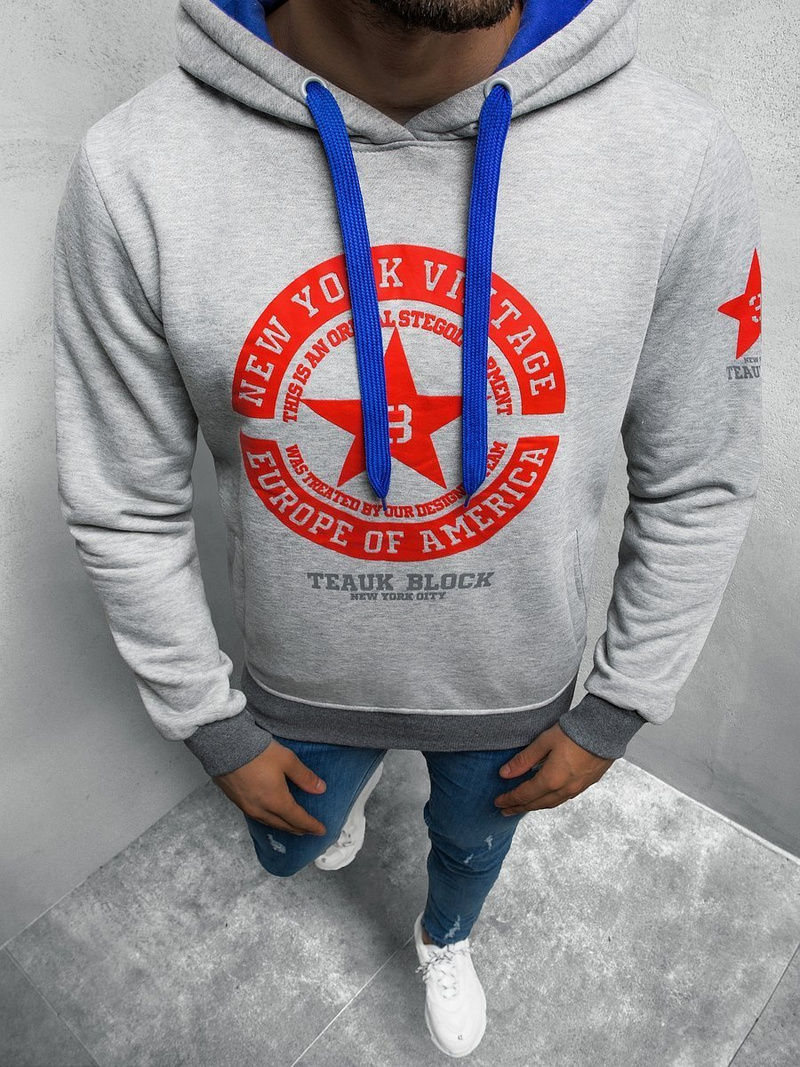 Bluza z kapturem męska szara OZONEE JS/Y10038