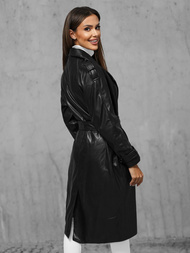 Płaszcz damski skórzany czarny OZONEE JS/11Z8100