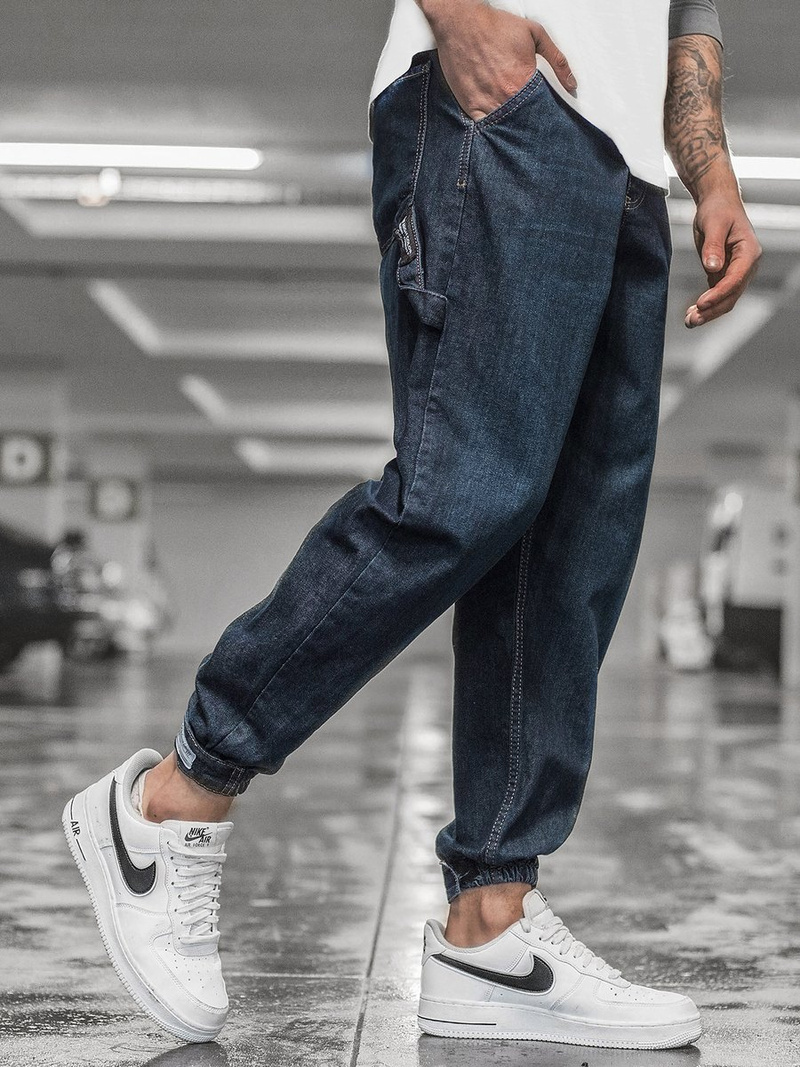 Spodnie męskie jogger ciemno-niebieskie OZONEE O/3891