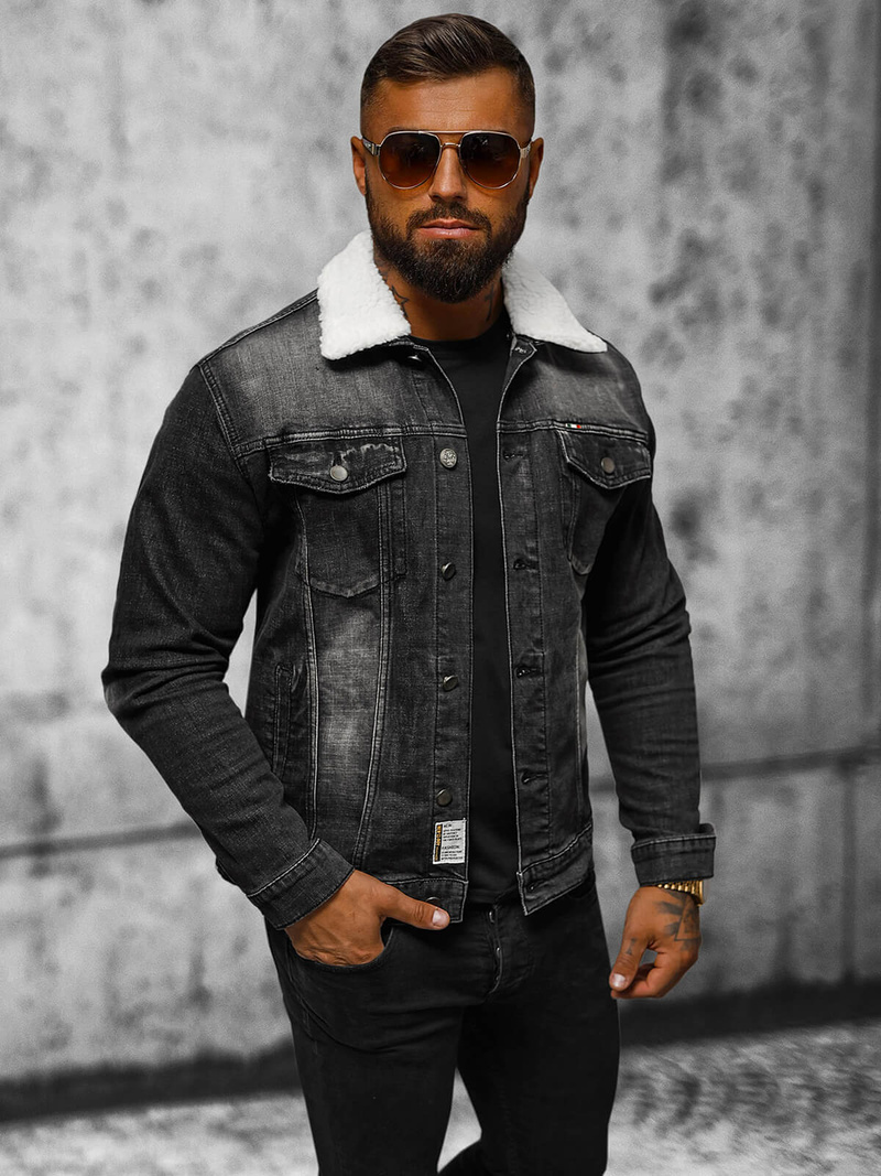 Чоловіча джинсова куртка Чорна OZONEE NB/MJ516NZ