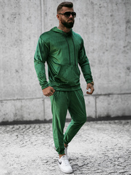 Komplet dresowy męski welurowy zielony OZONEE O/D7517