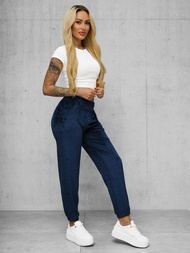 Spodnie dresowe damskie welurowe granatowe OZONEE JS/92K528/66