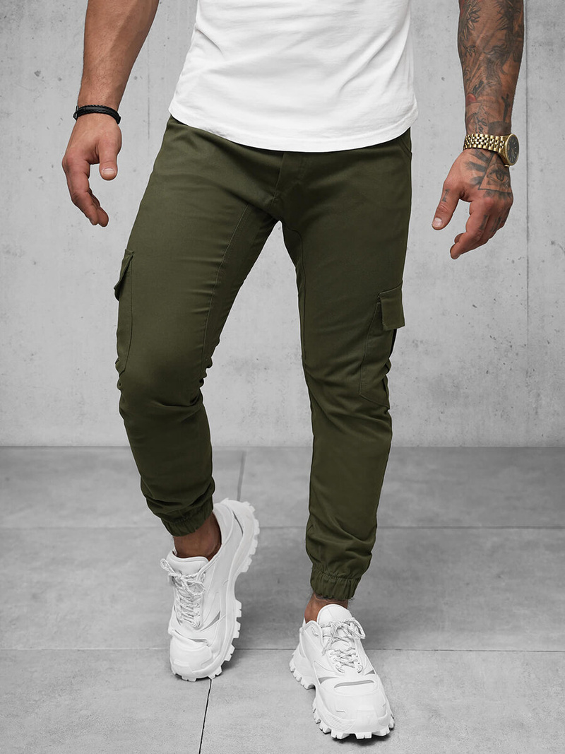 Spodnie męskie chino joggery khaki OZONEE A/404