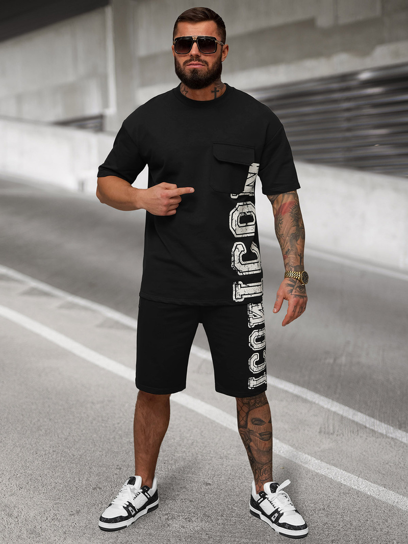 Komplet dresowy męski loose fit czarny OZONEE JS/27C6531/3