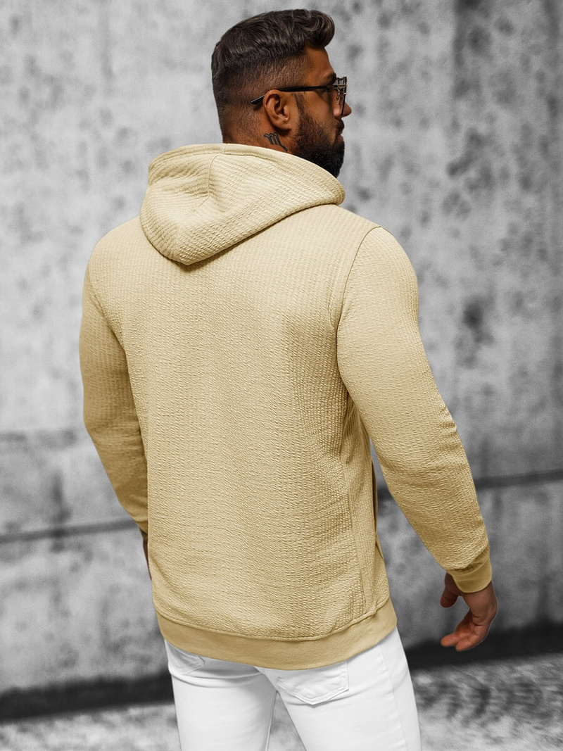 Bluza z kapturem męska beżowa OZONEE O/TB2273