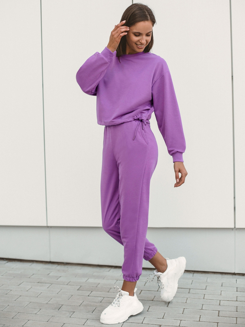Komplet dresowy dwuczęściowy damski fioletowy OZONEE O/MB2040/21