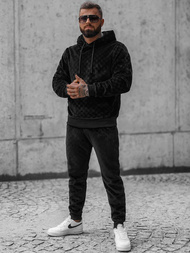 Komplet dresowy męski welurowy czarny OZONEE O/3A82