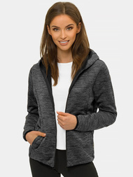 Bluza damska rozpinana z kapturem czarna OZONEE JS/HD111/1