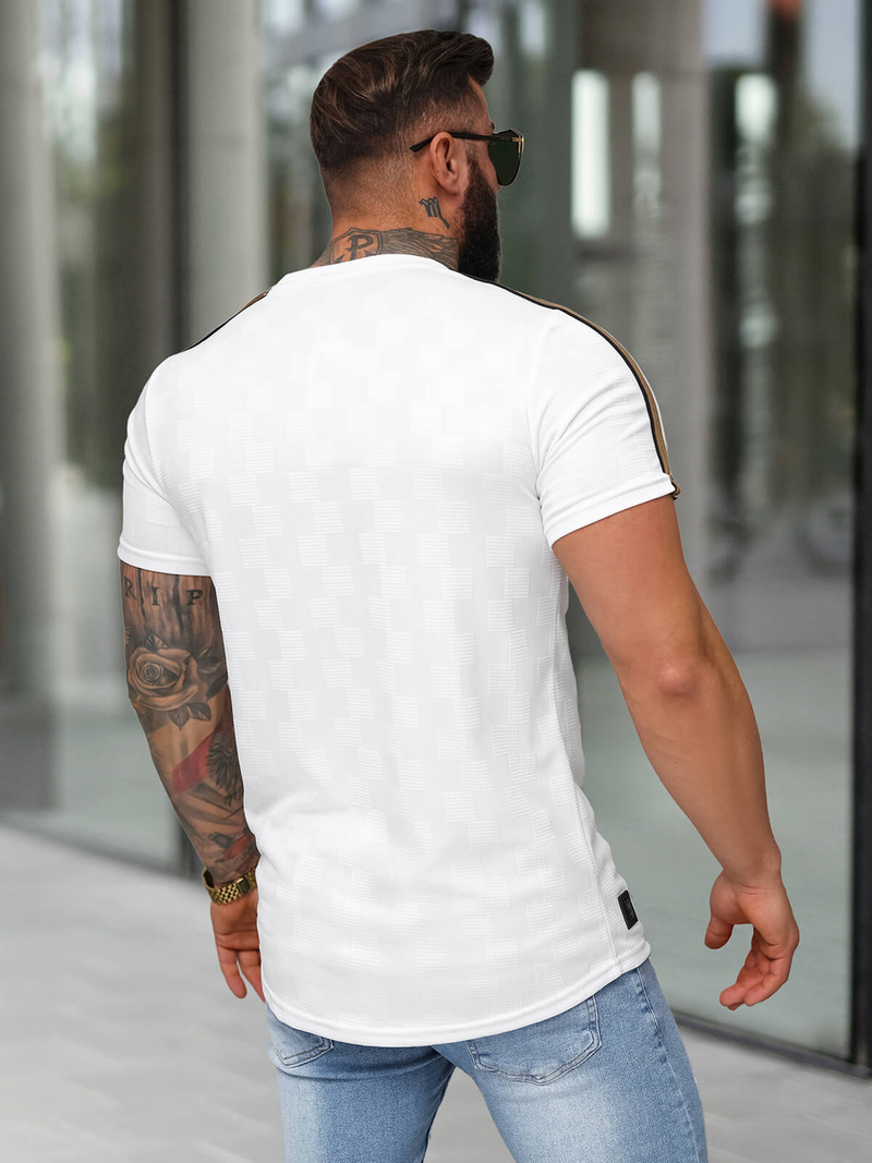 T-shirt męski slim fit biały OZONEE O/QS11621