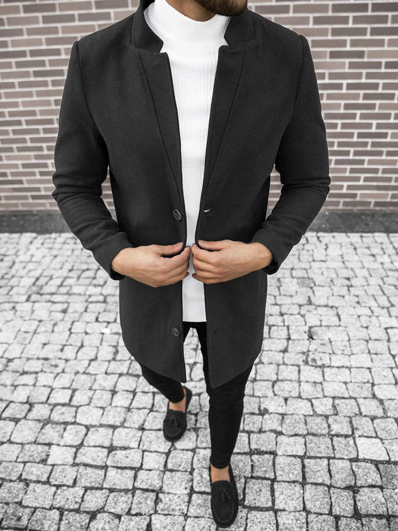 Płaszcz męski czarny OZONEE O/5628