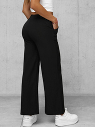 Spodnie damskie z szeroką nogawką czarne OZONEE JS/92K511/3