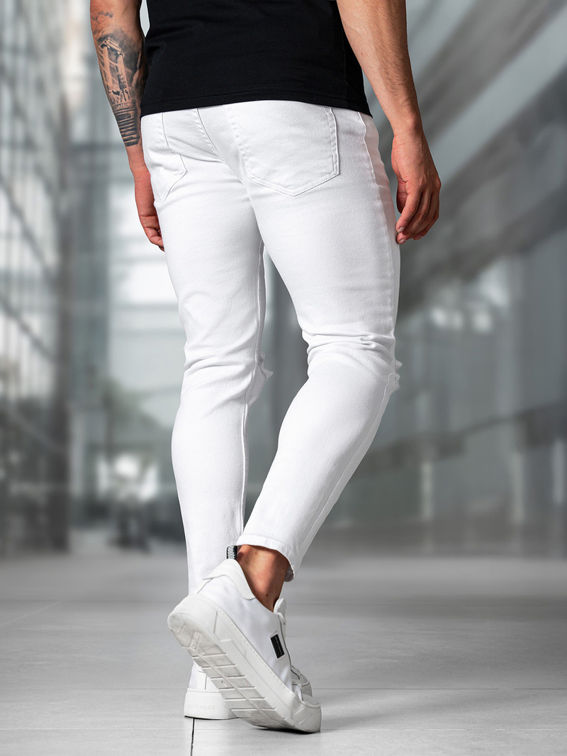 Spodnie jeansowe męskie slim fit białe OZONEE E/5391/01Z