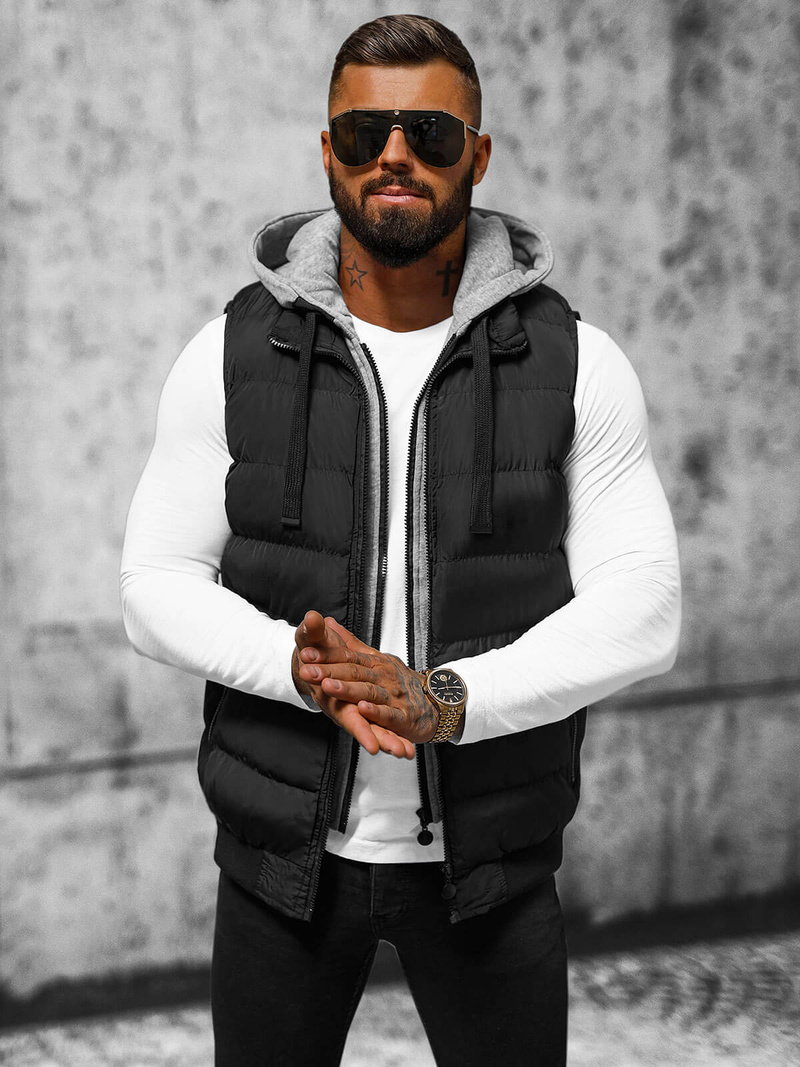 Kamizelka męska pikowana czarna OZONEE JS/M751/392Z