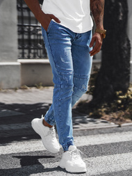 Spodnie jeansowe joggery męskie jasno-niebieskie OZONEE NB/MP0073BC