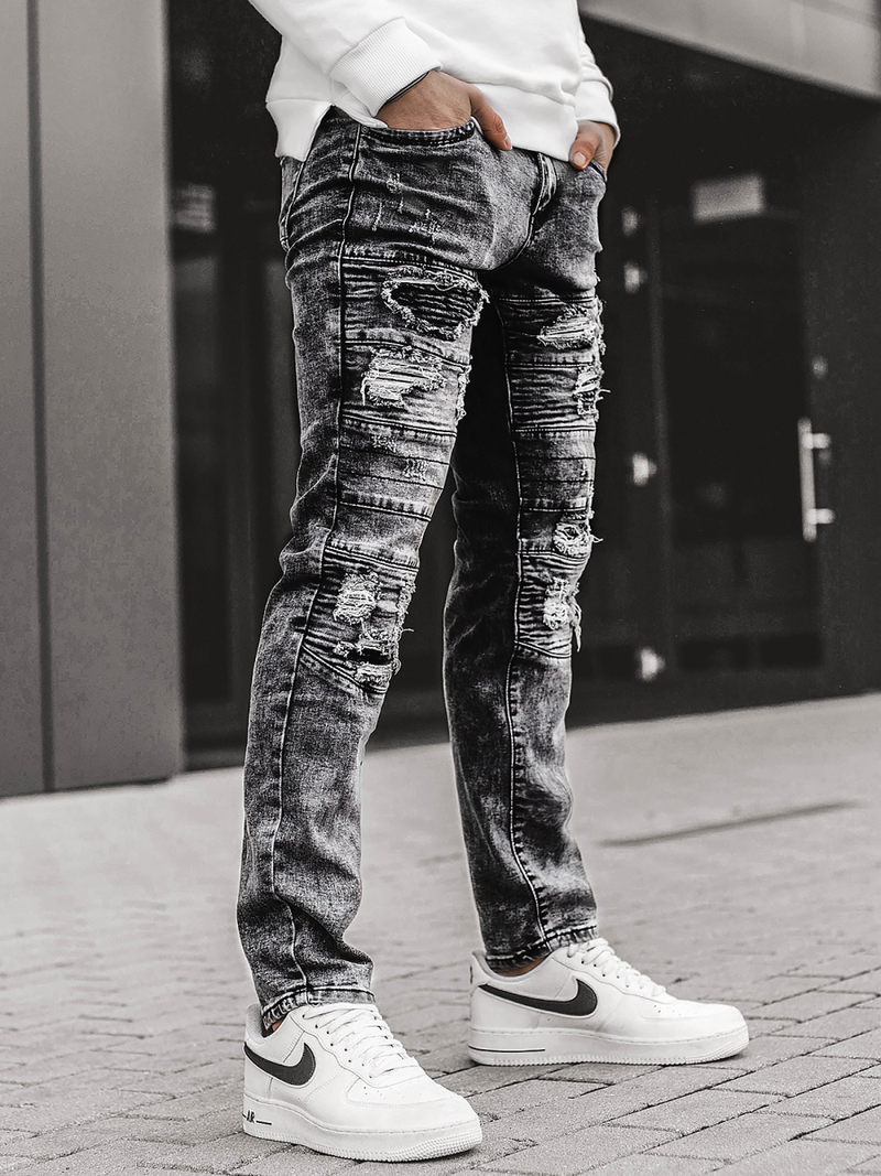 Spodnie męskie jeans grafitowe OZONEE V/19194