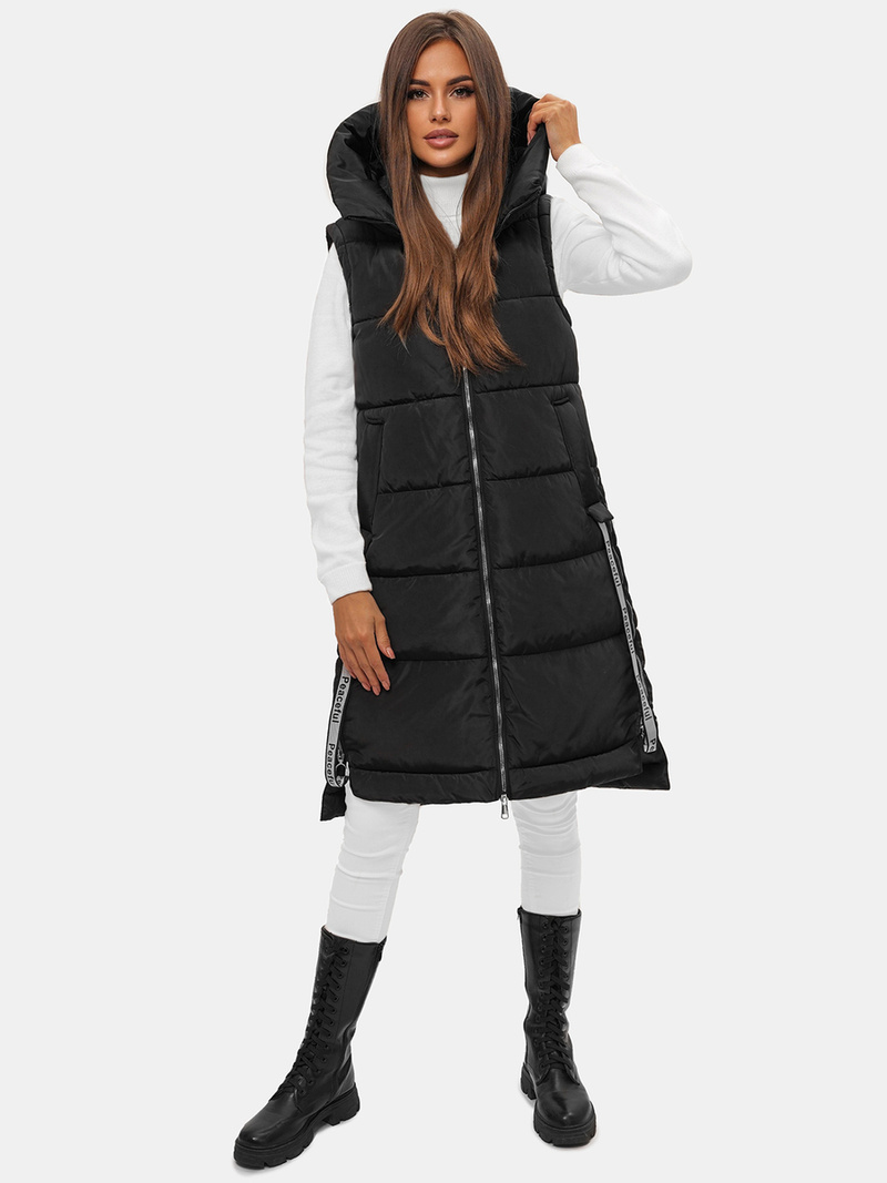 Стьобаний жіночий жилет чорний OZONEE O/DK113/1