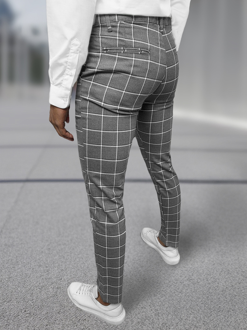 Spodnie męskie chino materiałowe ciemno-grafitowe OZONEE DJ/5522Z