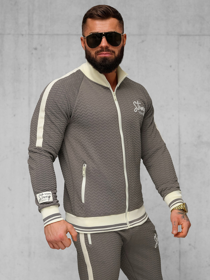 Komplet dresowy męski beżowo-szary OZONEE O/FF5030AB