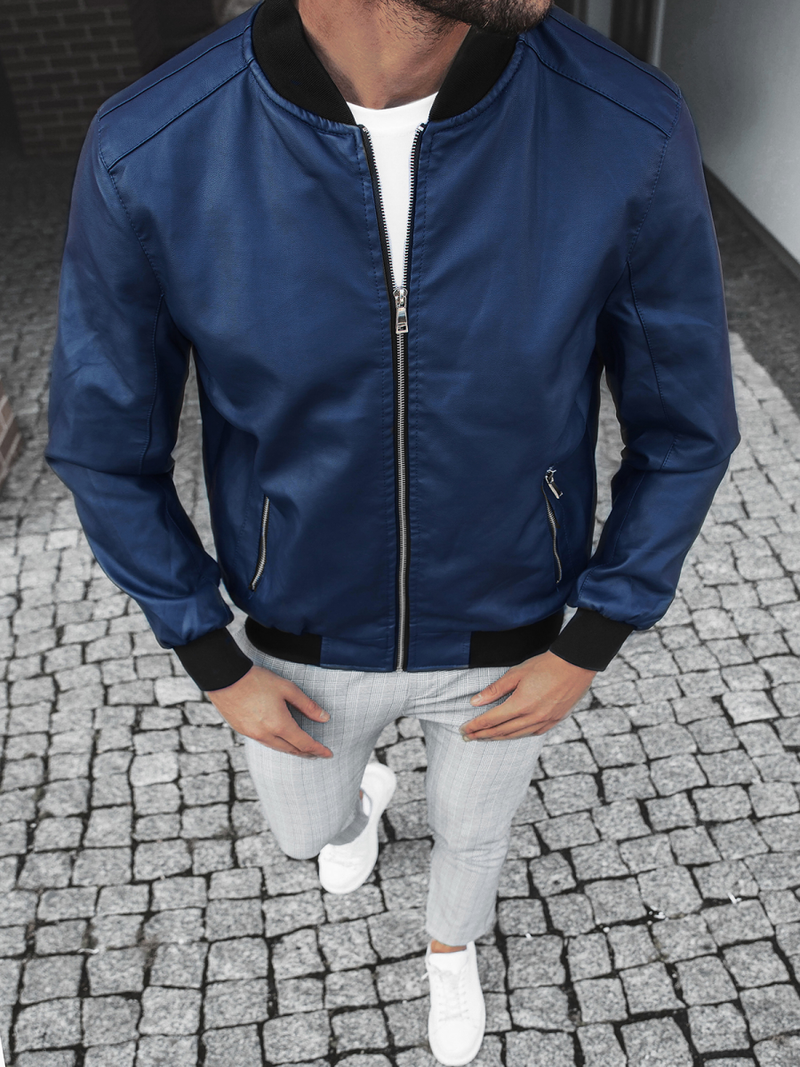 Kurtka skórzana męska granatowa OZONEE JB/JP1147/2Z