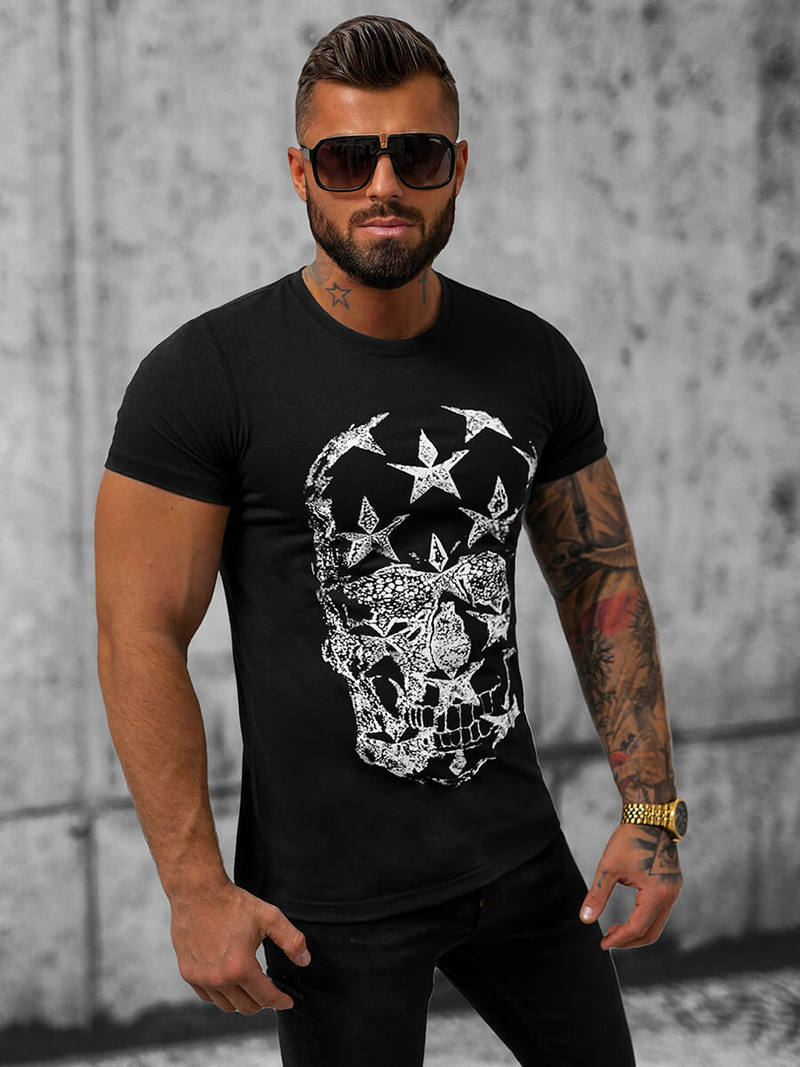 T-shirt męski czarny OZONEE O/T121/3Z