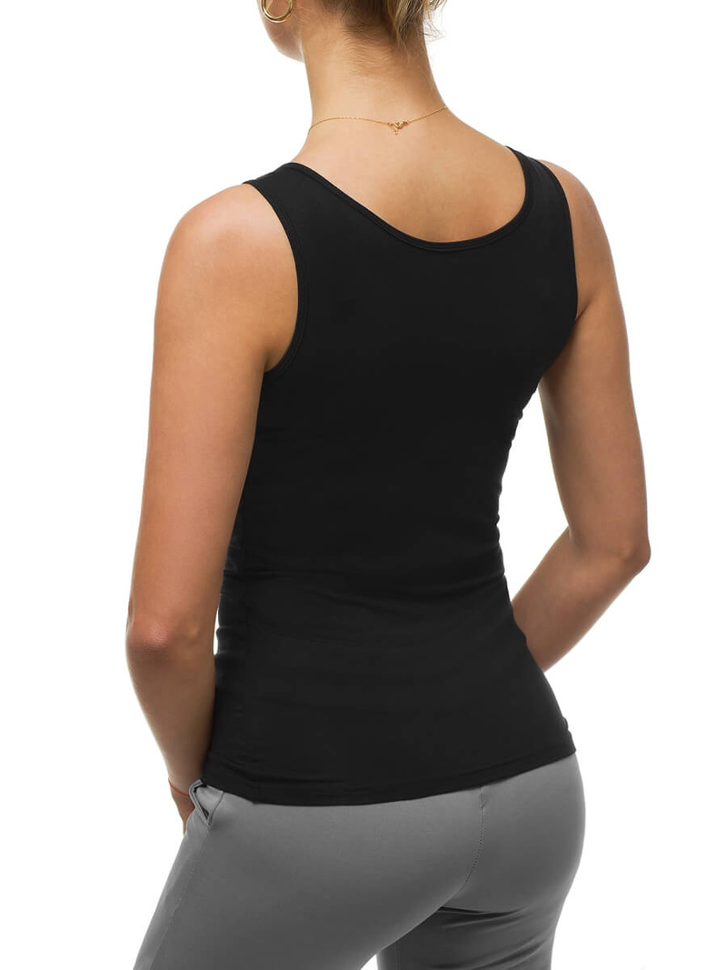 T-Shirt bez rękawów damski czarny OZONEE BT/71592A