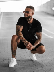 Komplet dresowy męski welurowy czarny OZONEE O/12133Z