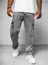 Spodnie jeansowe męskie wide leg szare OZONEE DO/4001