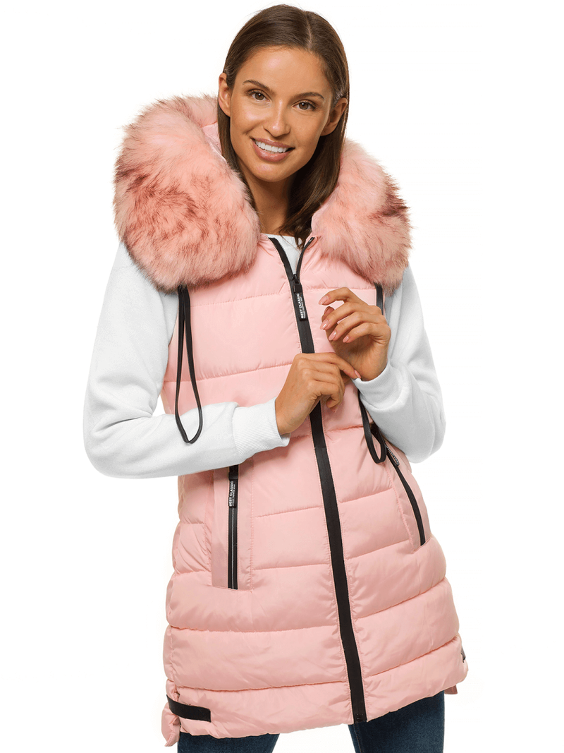 Стьобаний жіночий жилет світло -рожевий OZONEE O/M205/58