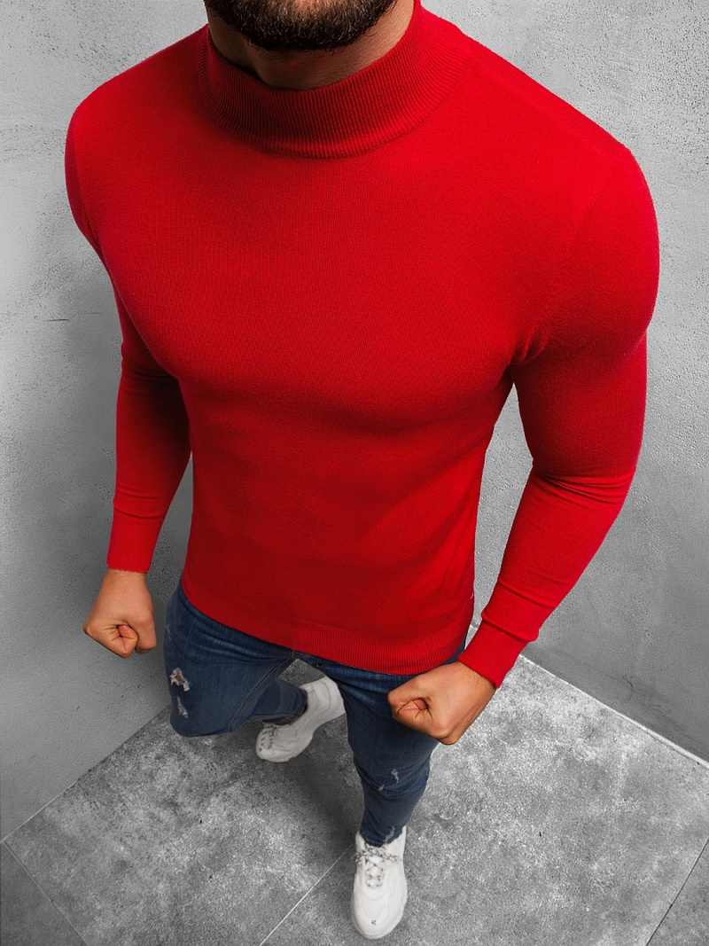 Sweter męski półgolf ciemno-czerwony OZONEE TMK/YY05/6Z