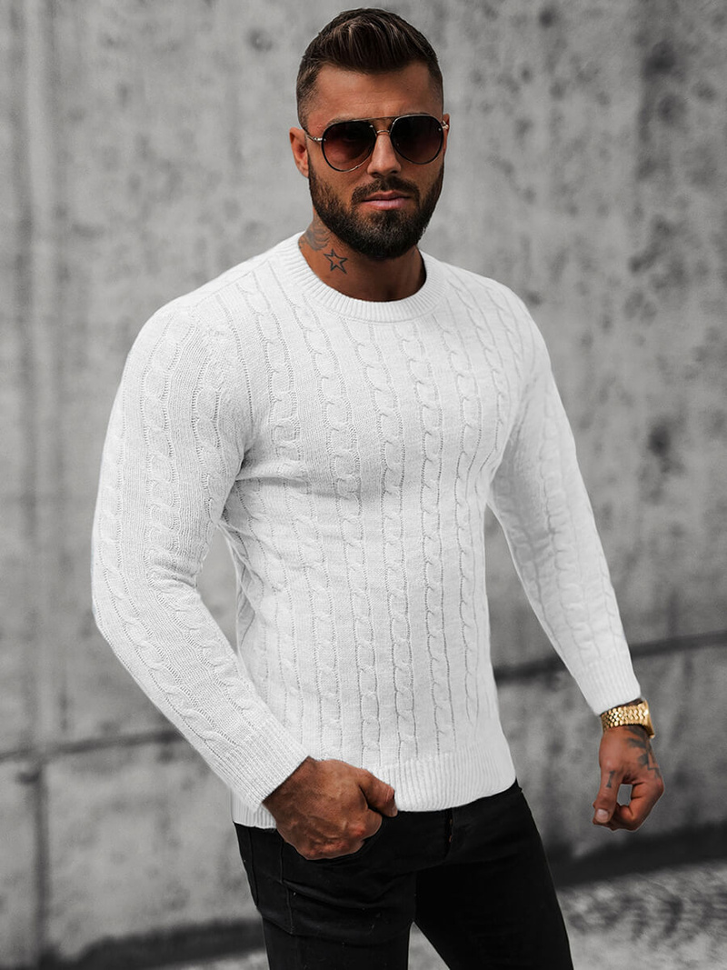 Sweter męski biały OZONEE NB/MM6021/1Z