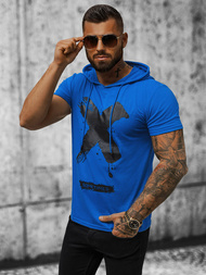 T-shirt męski z kapturem niebieski OZONEE JS/8T203