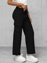 Spodnie damskie z szeroką nogawką czarne OZONEE JS/92K515/3