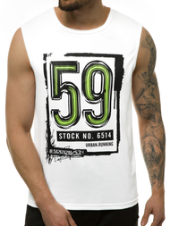 T-Shirt męski bez rękawów biały OZONEE JS/KS2097