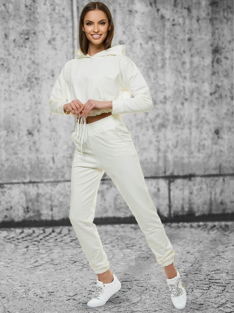 Жіночий спортивний костюм з двох частин Кремова OZONEE O/12108