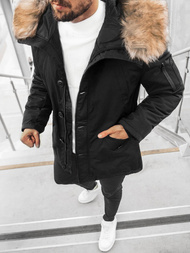 Kurtka zimowa męska parka z futerkiem czarna OZONEE JD/355Z