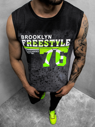 T-Shirt męski bez rękawów czarny OZONEE JS/SS11051Z