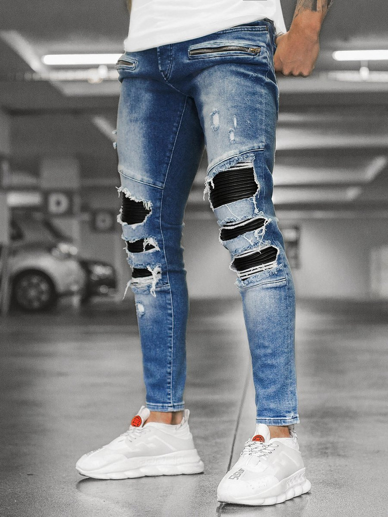 Spodnie jeansowe męskie niebieskie OZONEE O/B5585