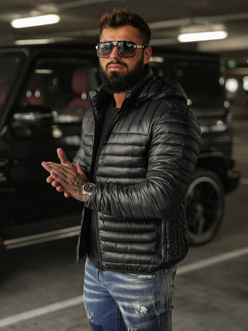 Kurtka męska pikowana czarna OZONEE JS/16M9336/392BZ