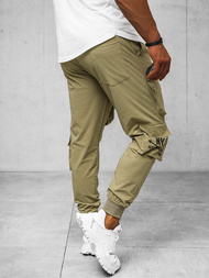 Spodnie męskie chino joggery ciemno-beżowe OZONEE O/PS5513