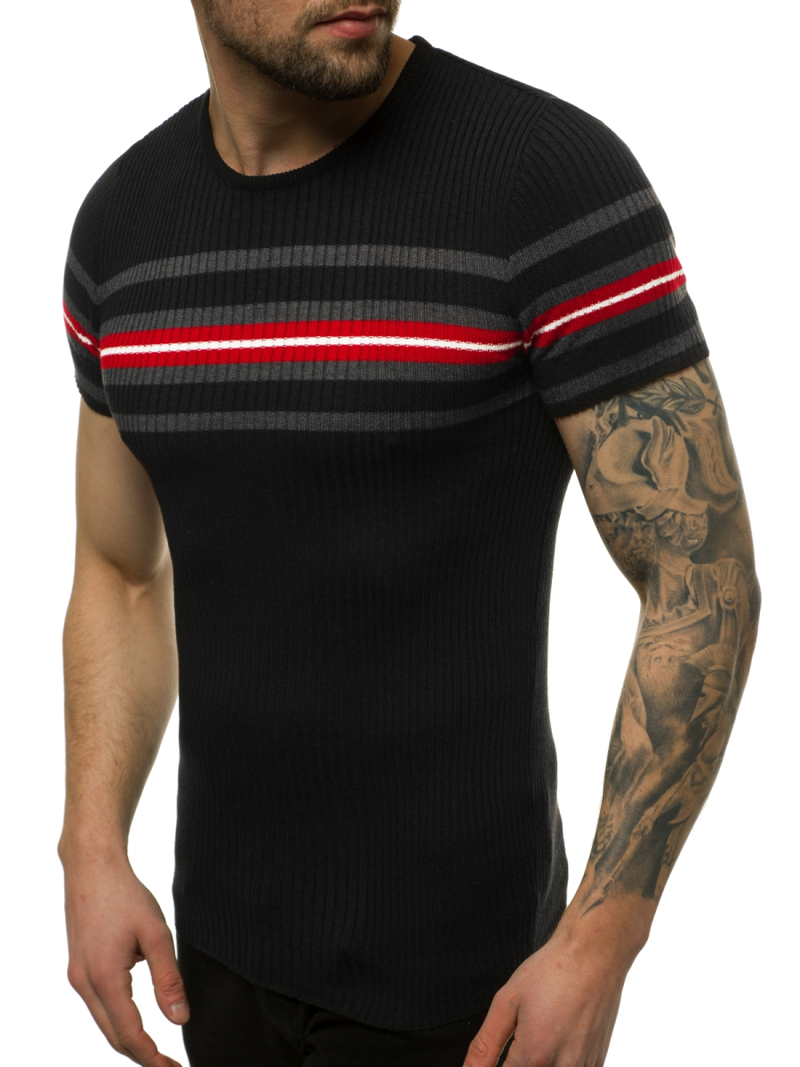 Bluzka z krótkim rękawem męska czarna OZONEE L/2296