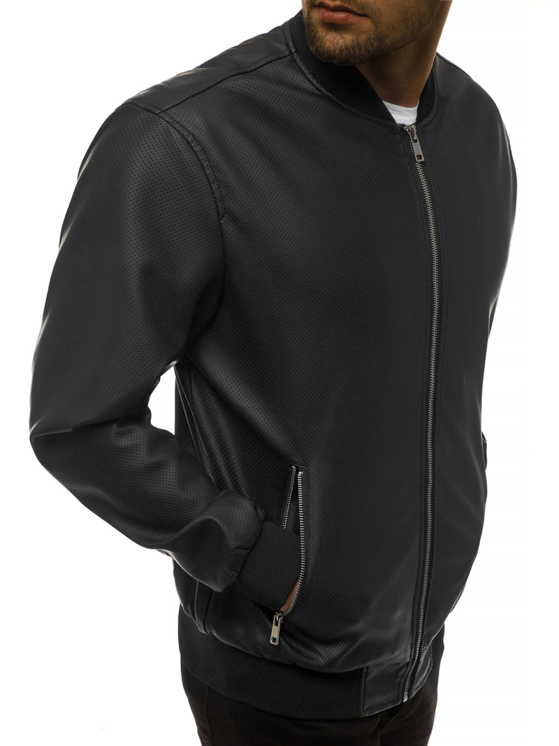 Kurtka skórzana męska czarna OZONEE N/6121