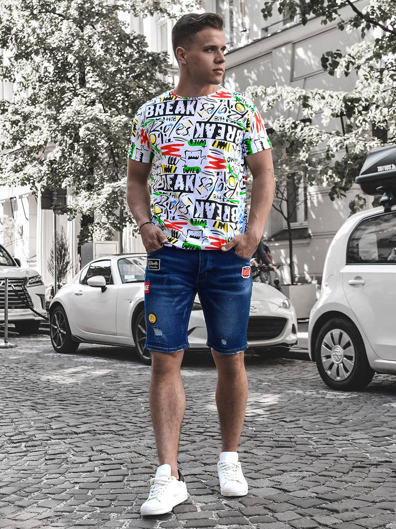 T-Shirt męski z nadrukiem kolorowy OZONEE O/BL60