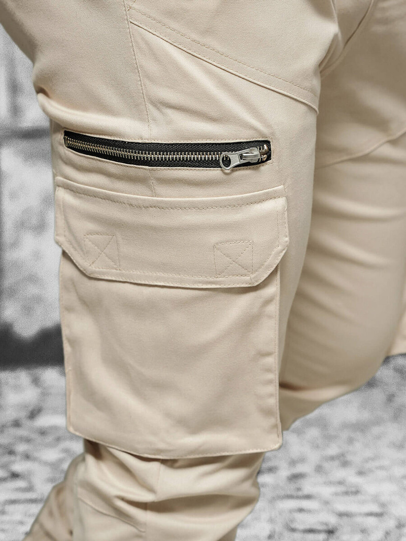 Spodnie męskie joggery beżowe OZONEE O/G3043